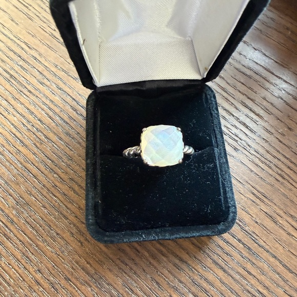 Pandora Jewelry - Pandora Silver Opal-Like Square Ring - Iridescent White